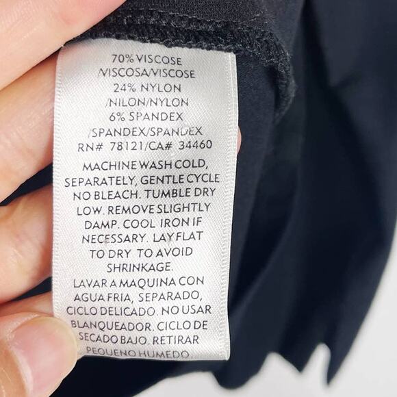 Eileen Fisher M Black 3/4 Sleeve Zip Front Cardigan Top Viscose Nylon Stretch - Picture 5 of 6